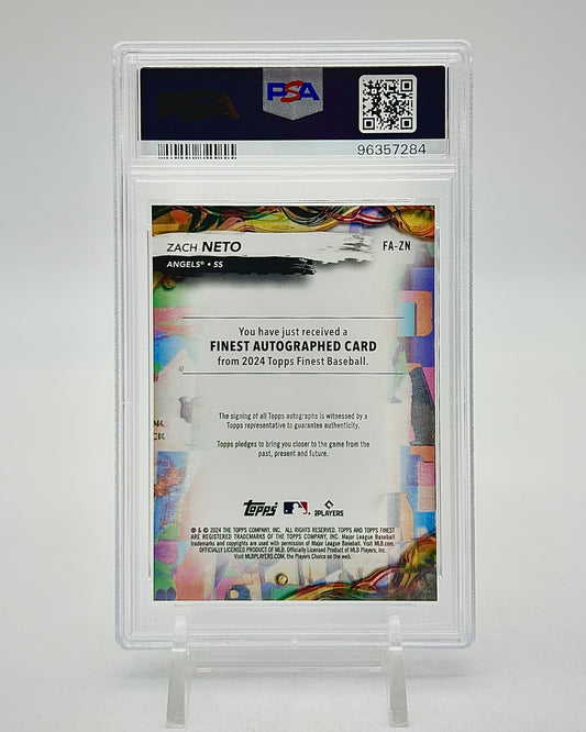 2024 Topps Finest Autographs Orange Refractor /25: #FA-ZN Zach Neto (PSA 10)