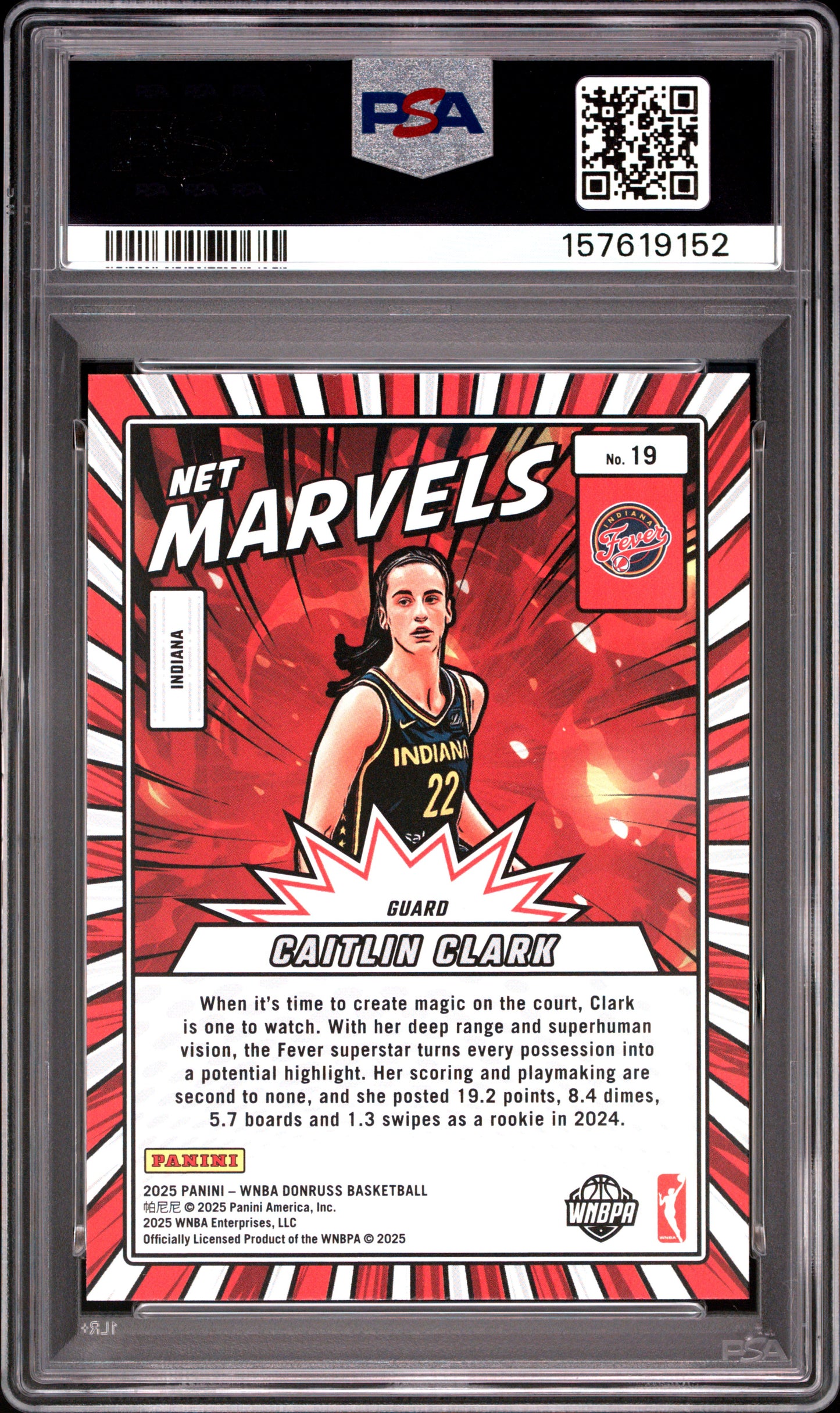 2025 Panini Donruss WNBA Net Marvels #19 Caitlin Clark PSA 10
