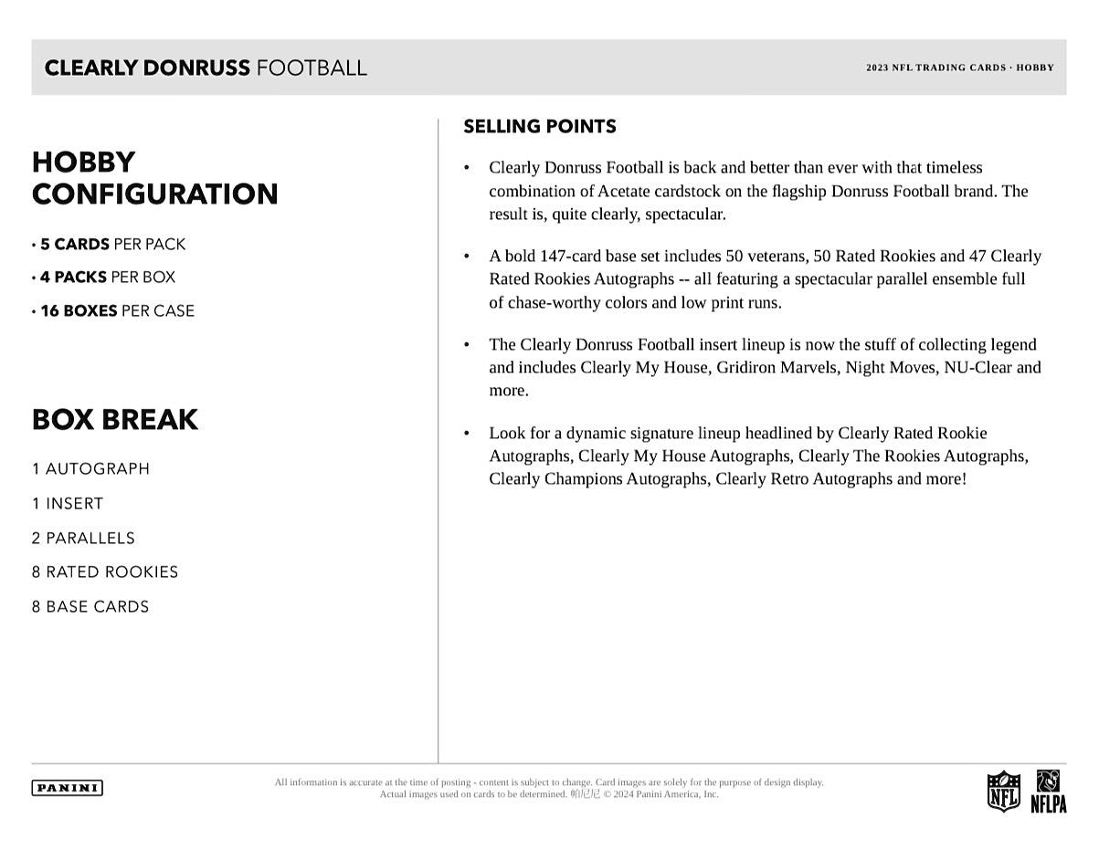 2023 Panini Clearly Donruss Football Hobby Box