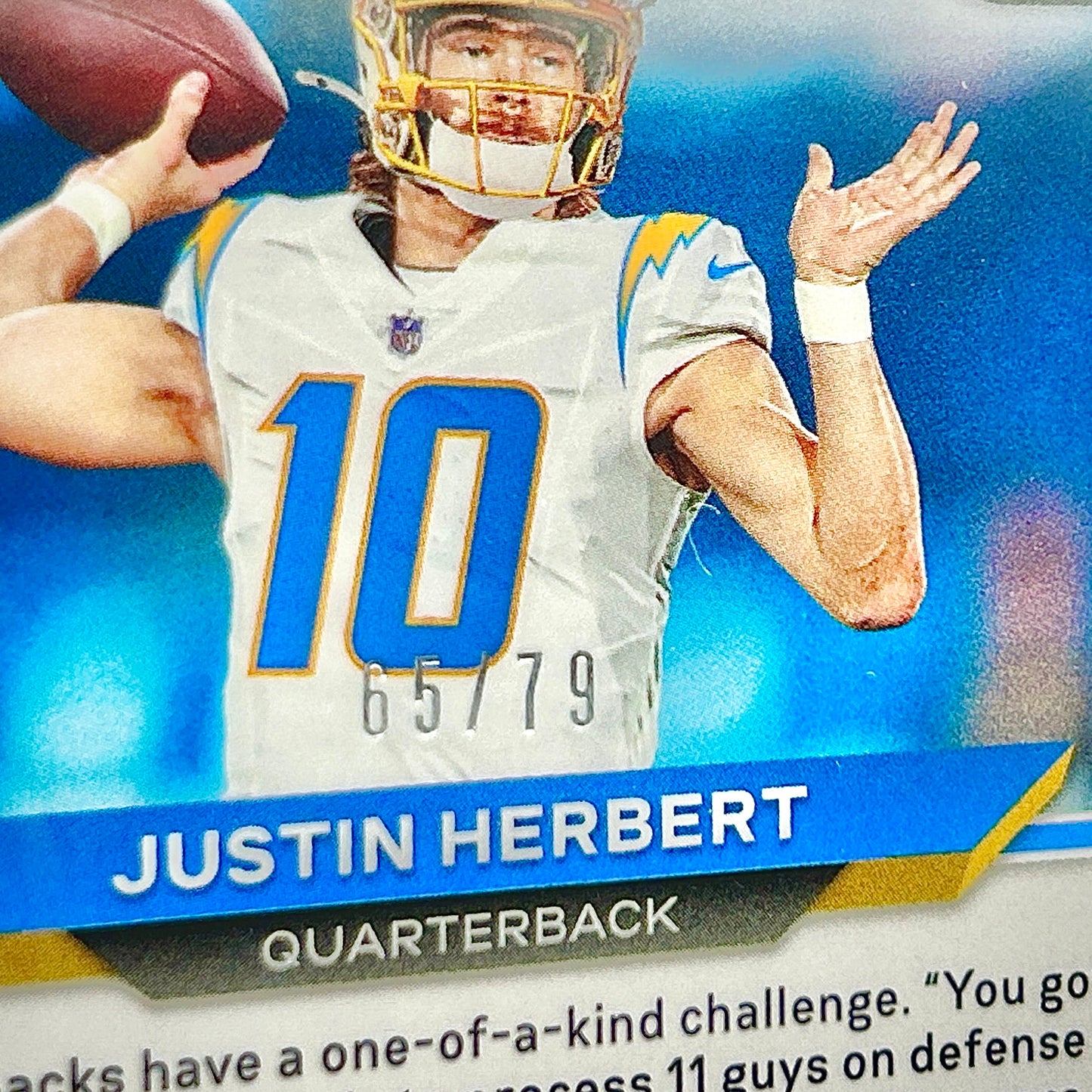 2020 Prizm No Huddle Blue Prizm /79 Justin Herbert Rookie Card PSA 10