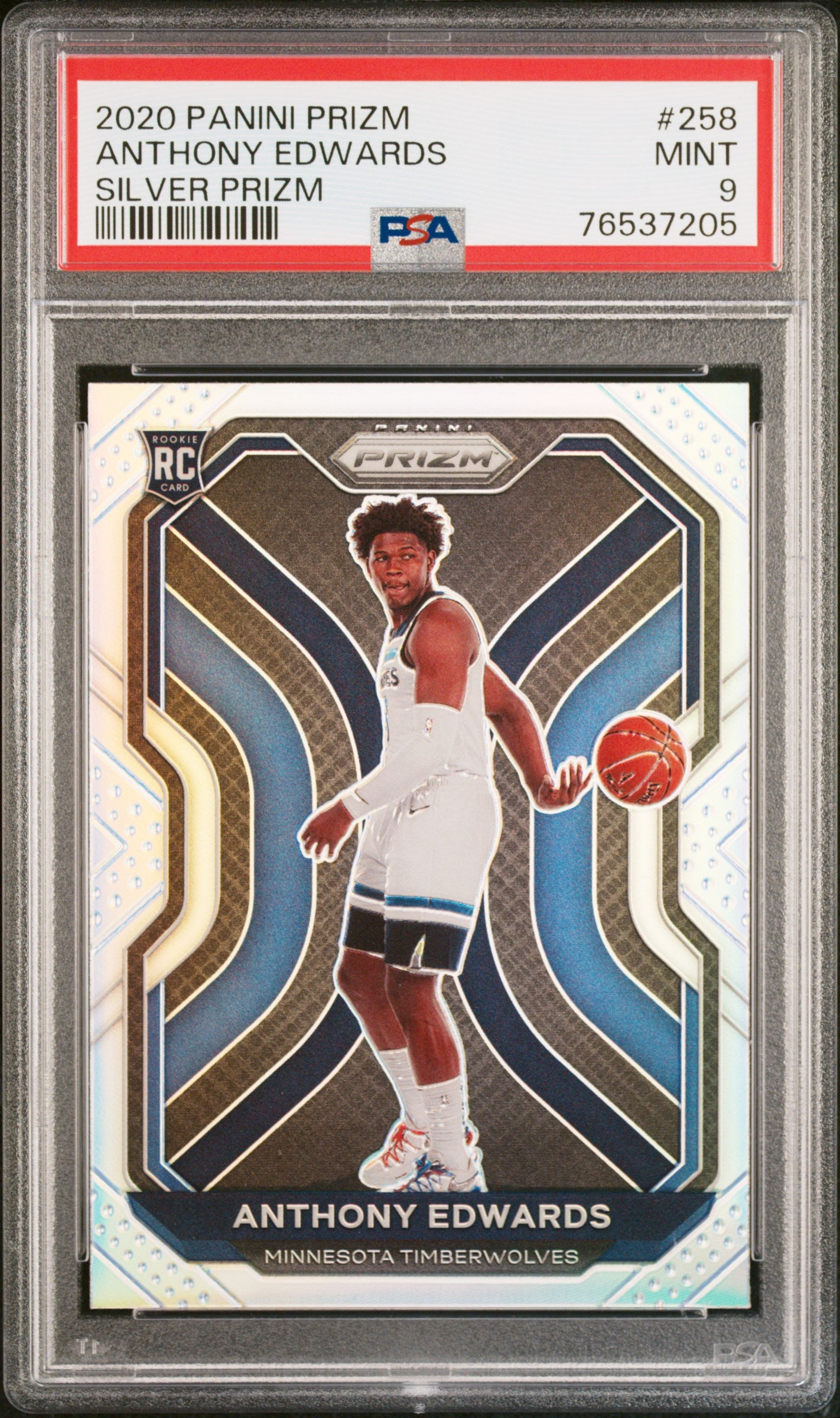 2020 Panini Prizm Silver Anthony Edwards #258 PSA 9 (76537205)