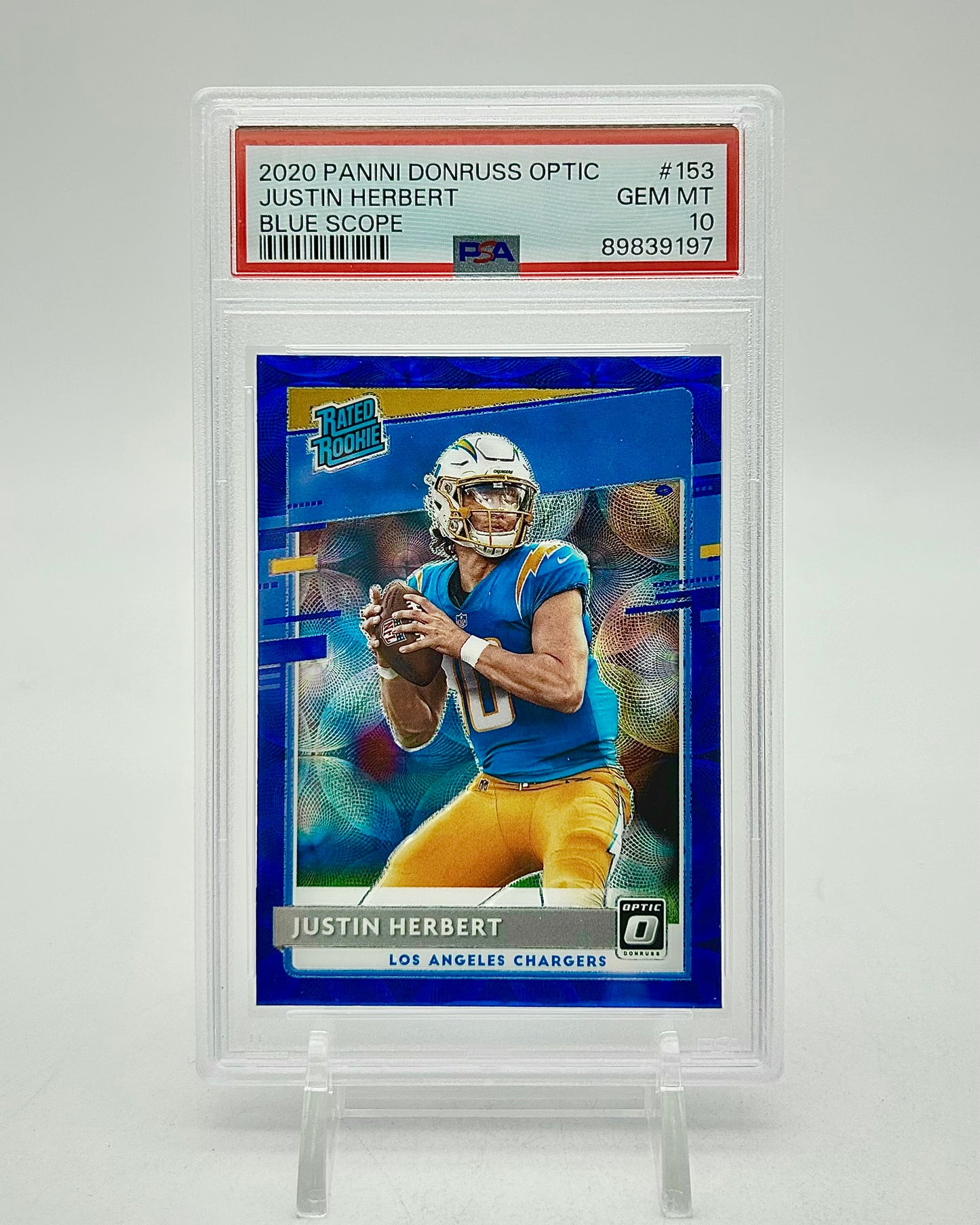 2020 Panini Donruss Optic Blue Scope: #153 Justin Herbert (PSA 10)