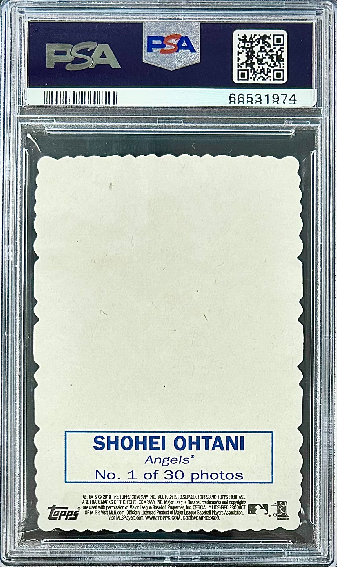 2018 Topps Heritage High Number '69 Topps Deckle Edge #1 Shohei Ohtani PSA 10