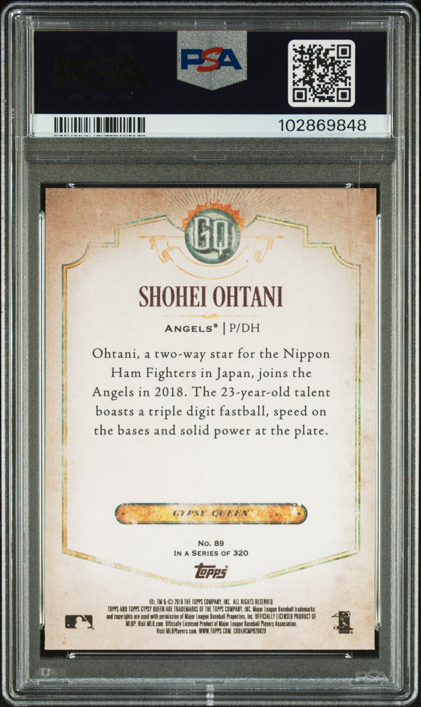 2018 Topps Gypsy Queen #89 Shohei Ohtani PSA 8