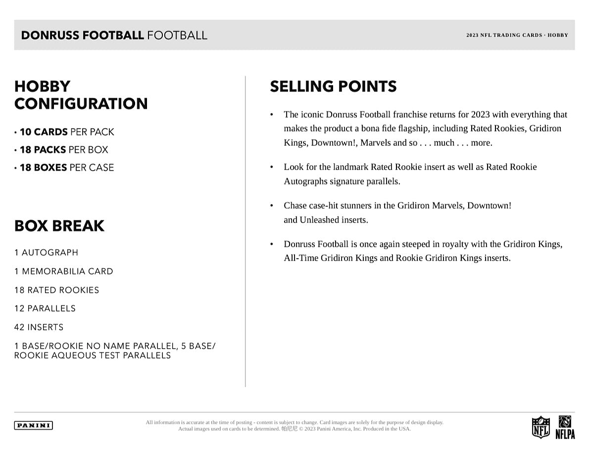 2023 Panini Donruss Football Hobby Box