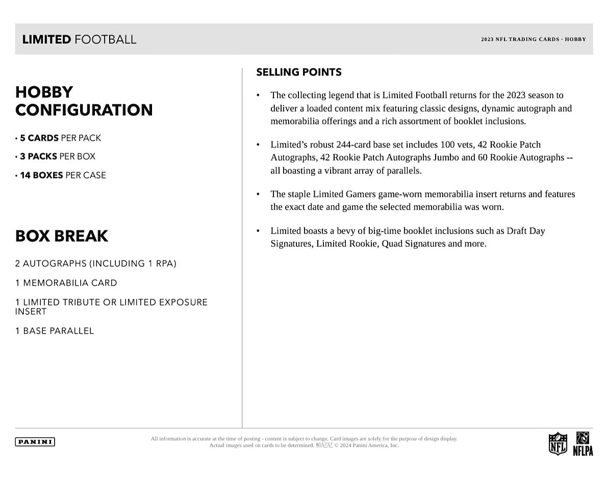 2023 Panini Limited Football Hobby Box
