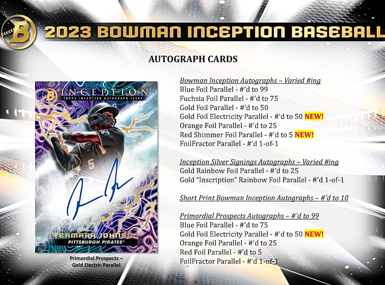 2023 Bowman Inception Baseball Hobby Box