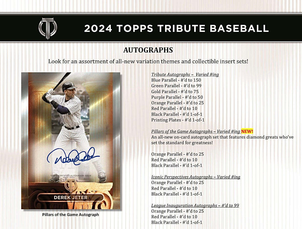 2024 Topps Tribute Baseball Hobby Box