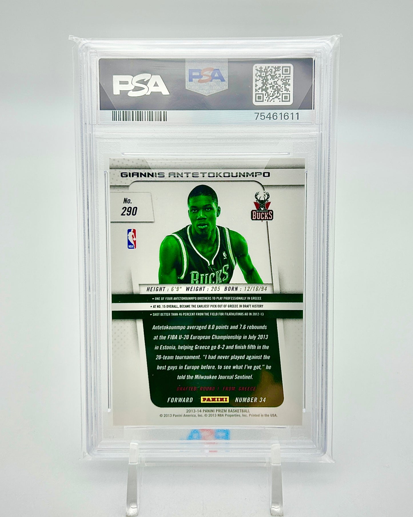 2014 Panini Prizm Giannis Antetokounmpo Rookie Card PSA 10