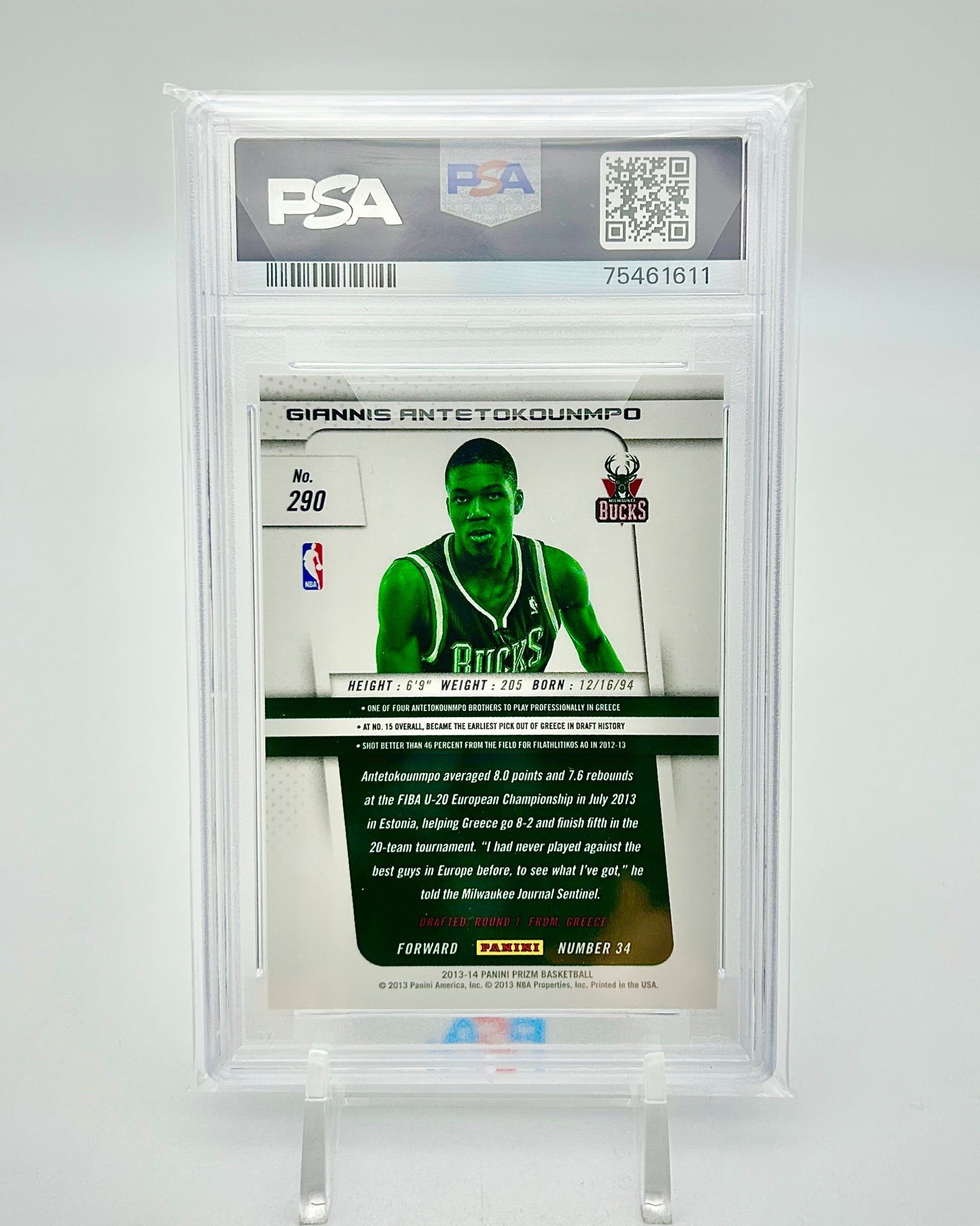 2014 Panini Prizm Giannis Antetokounmpo Rookie Card PSA 10