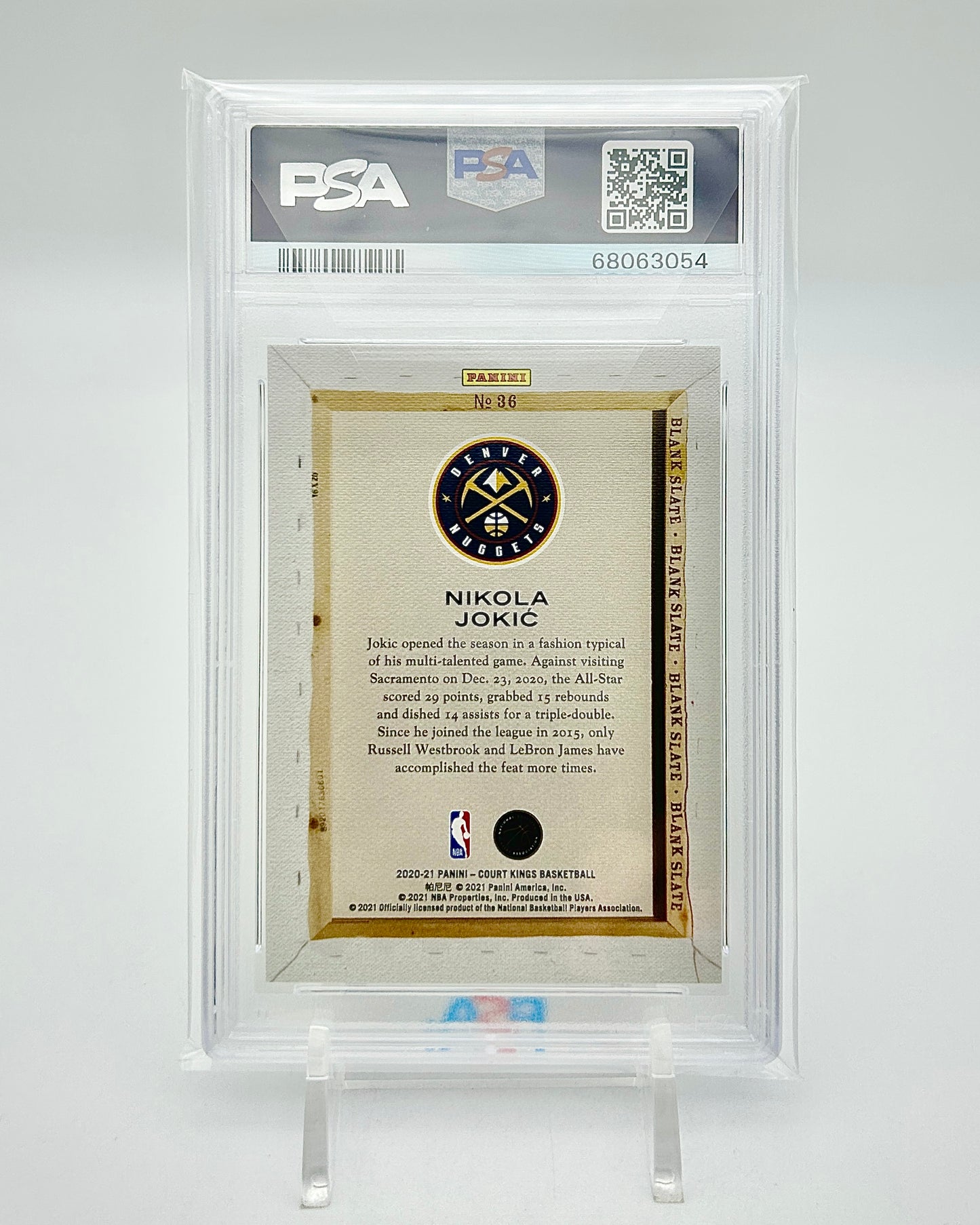 Panini Court Kings Blank Slate Nikola Jokic Gem Mint PSA 10