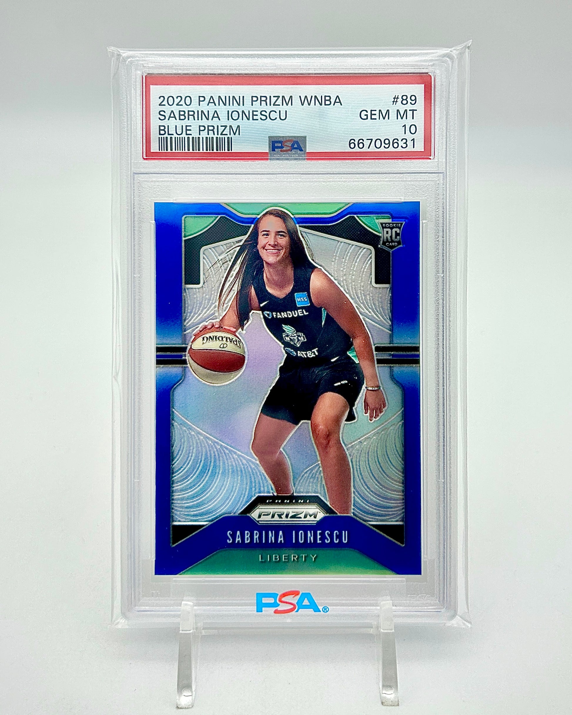 2020 Panini Prizm WNBA Blue Prizm Sabrina Ionescu Rookie Card PSA 10