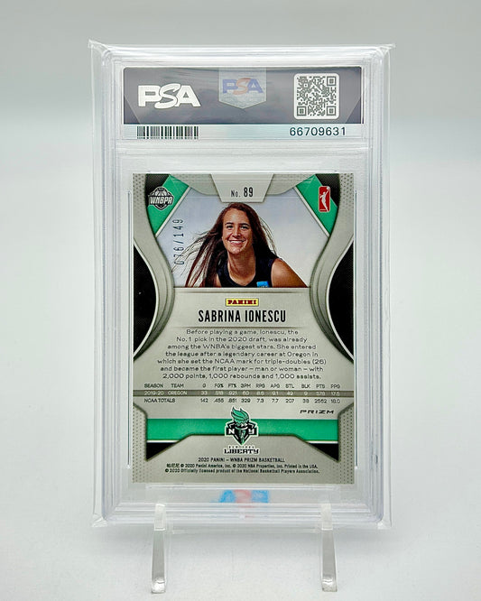 2020 Panini Prizm WNBA Blue Prizm Sabrina Ionescu Rookie Card PSA 10