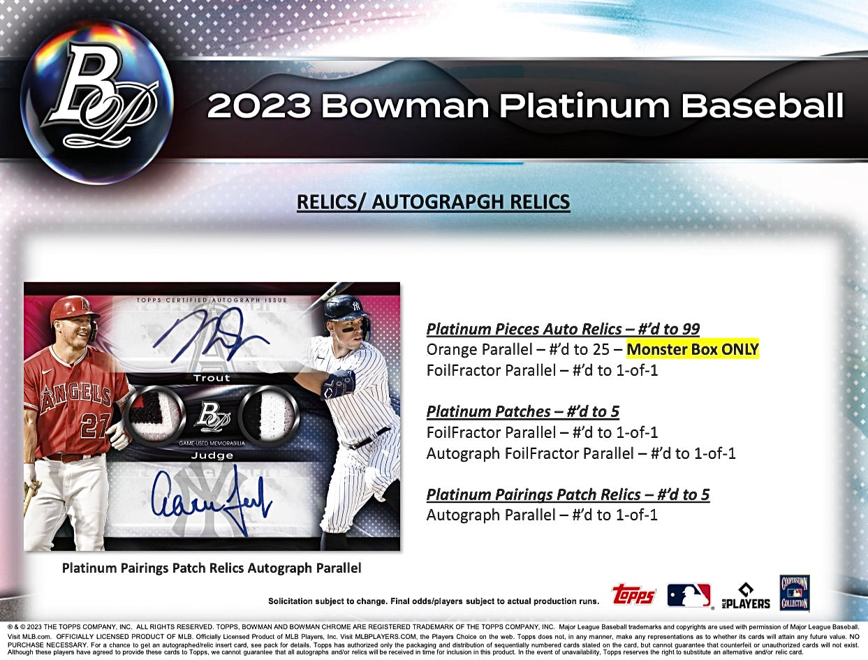2023 Bowman Platinum Baseball Monster Box