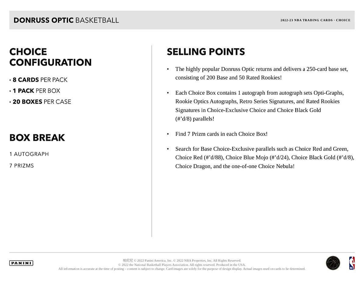 2022-23 Panini Donruss Optic Basketball Choice Box