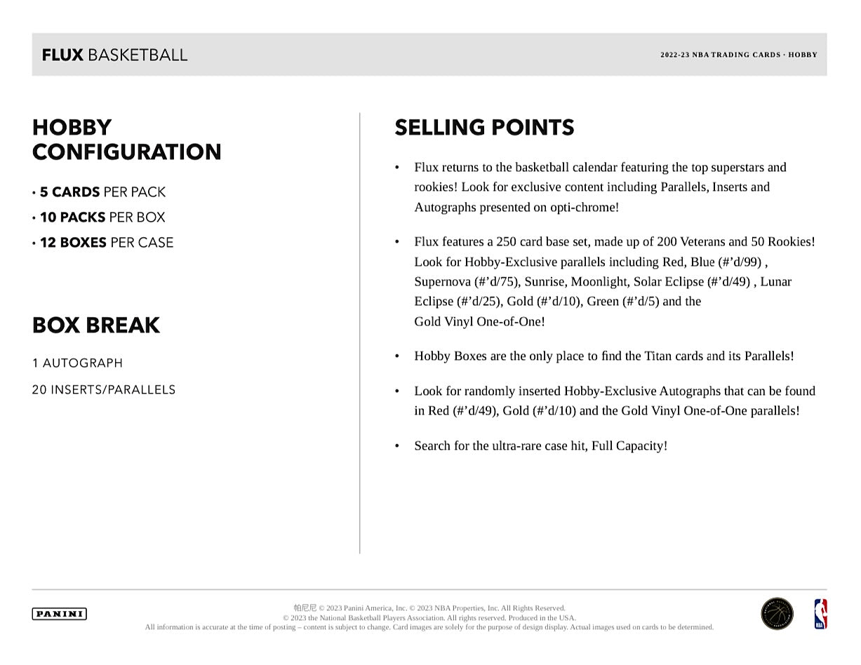 2022-23 Panini Flux Basketball Hobby Box