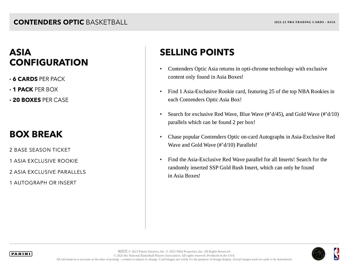 2022-23 Panini Contenders Optic Basketball TMALL Box
