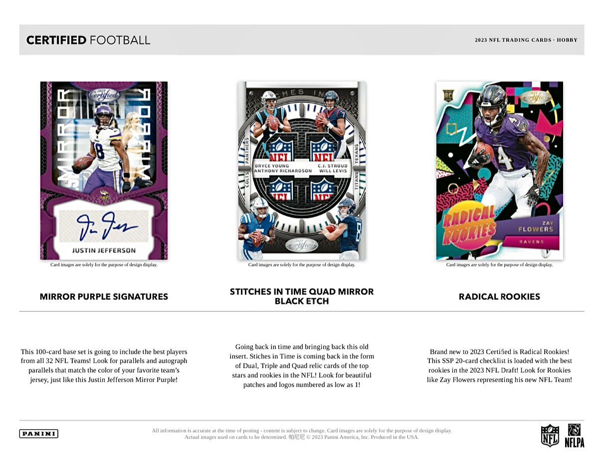 2023 Panini Certified Football Hobby Sealed Case (16 boxes)