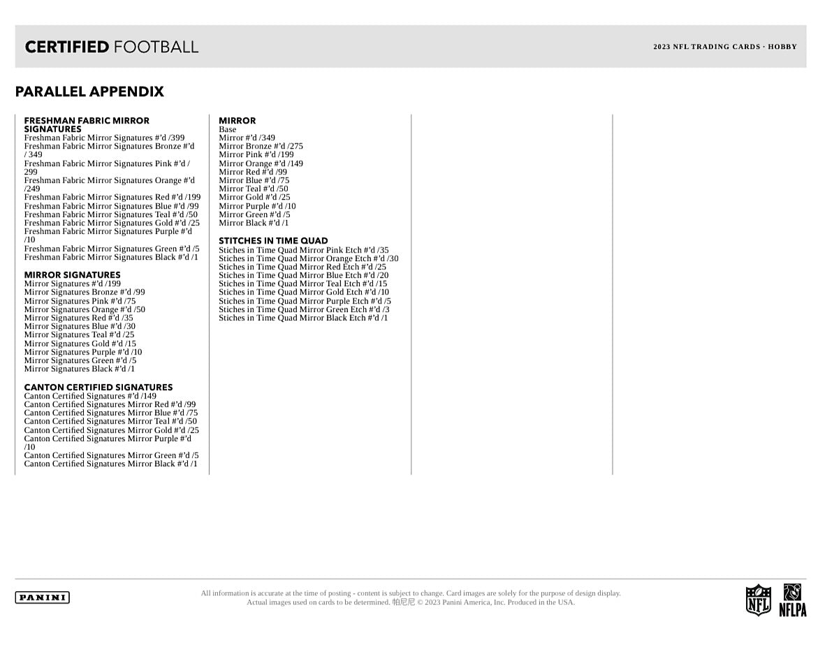 2023 Panini Certified Football Hobby Box