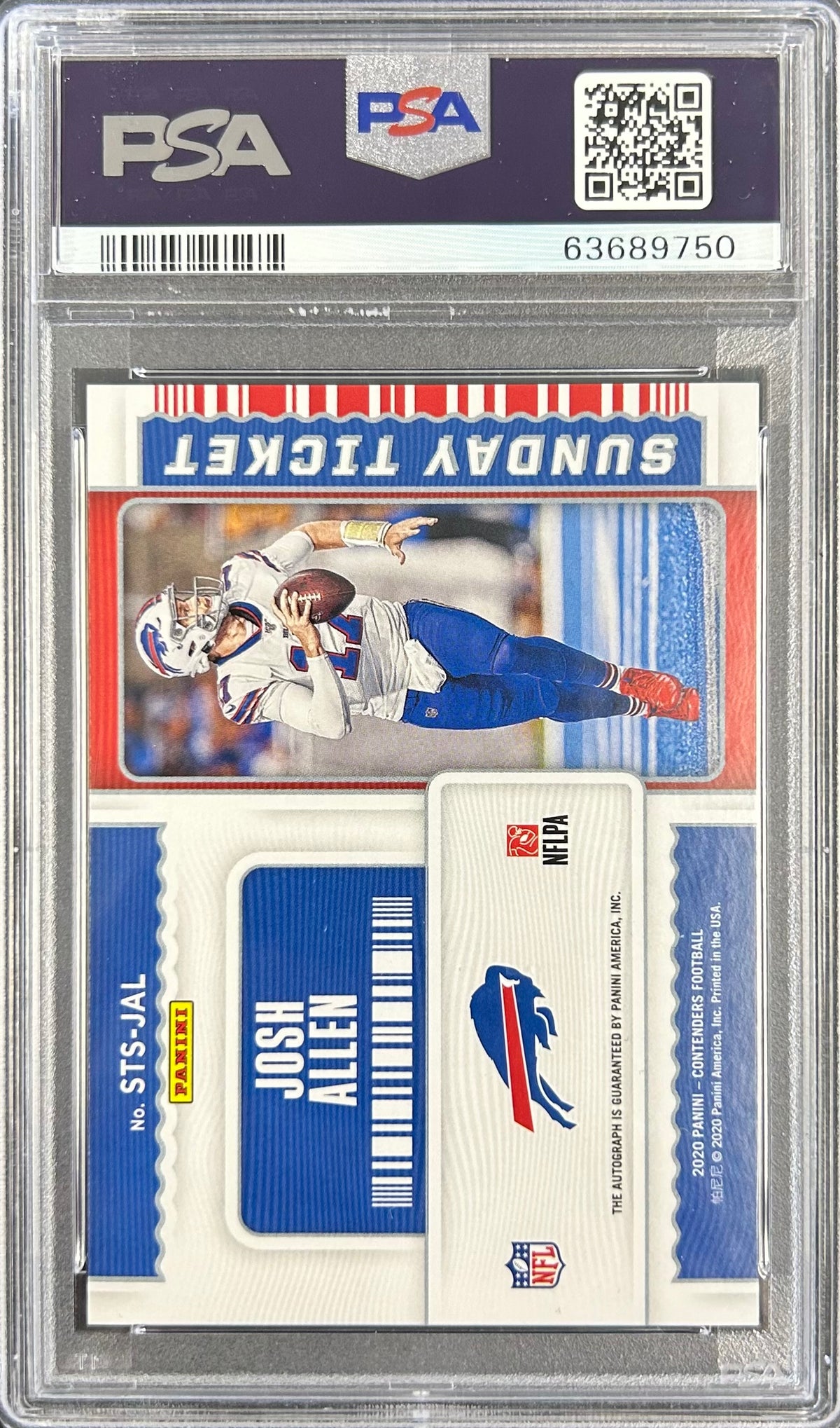 2020 Panini Contenders Sunday Ticket Signatures /25 #JAL Josh Allen PSA 10