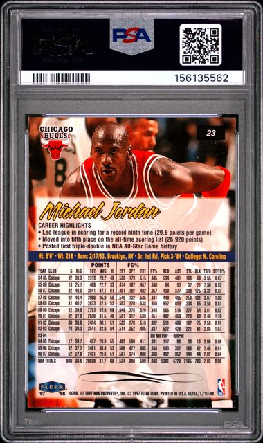 197 Fleer Ultra #23 Michael Jordan PSA 8 - Back