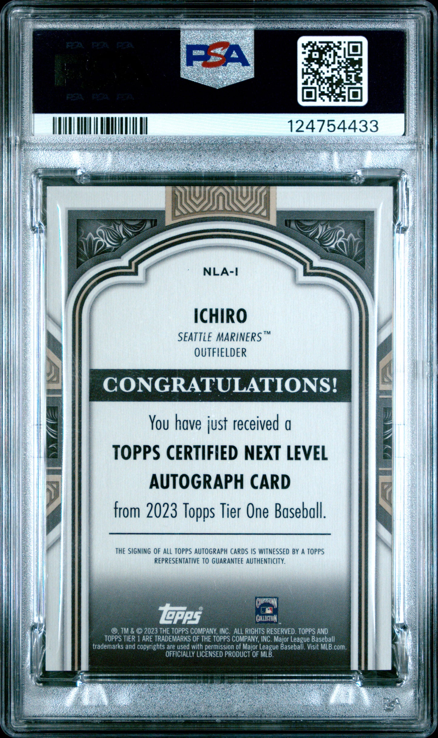 2023 Topps Tier One Next Level Autograph /50 Ichiro #NLA-1 PSA 10