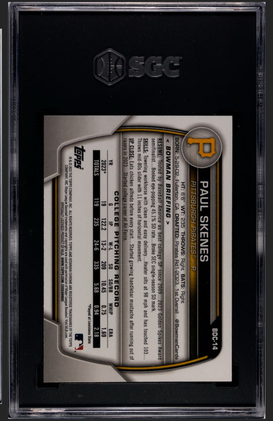 2023 Bowman Draft Chrome Paul Skenes #BDC14 SGC 9.5