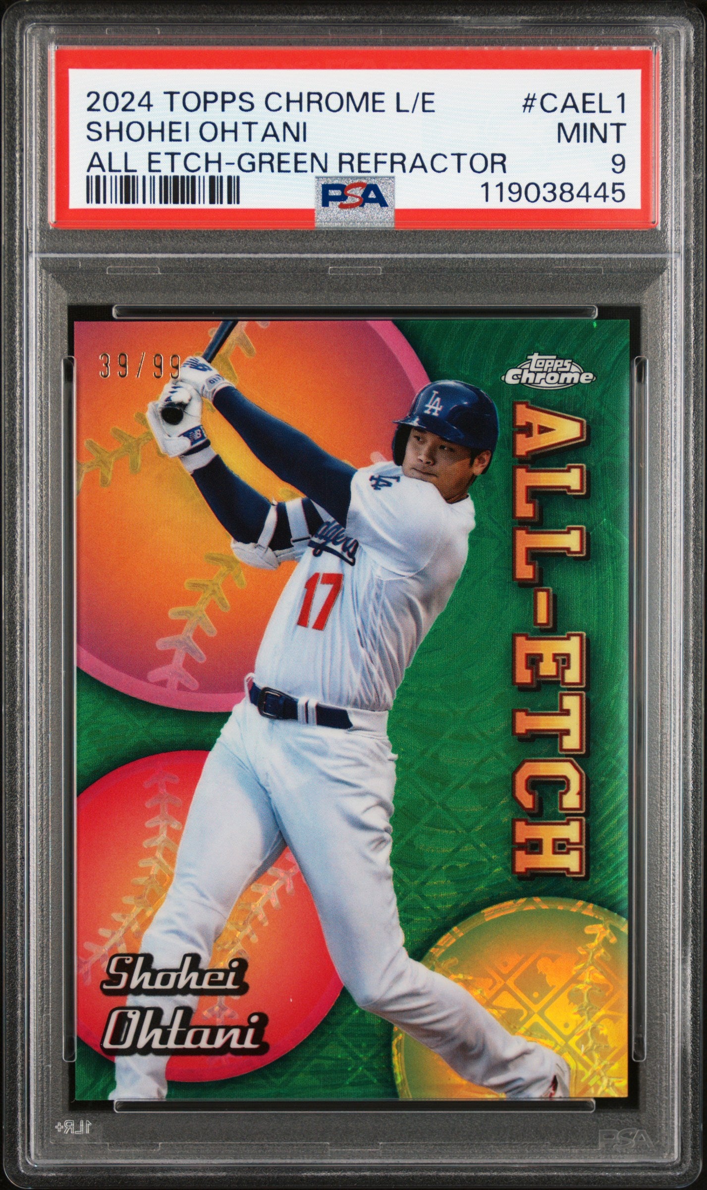 2024 Topps Chrome Logofractor All-Etch Green Refractor /99 Shohei Ohtani #CAEL-1 PSA 9