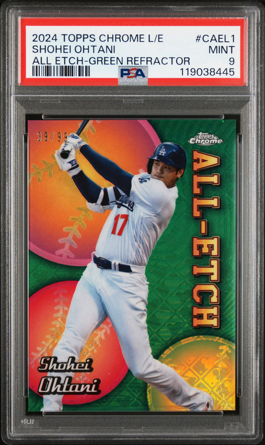 2024 Topps Chrome Logofractor All-Etch Green Refractor /99 Shohei Ohtani #CAEL-1 PSA 9