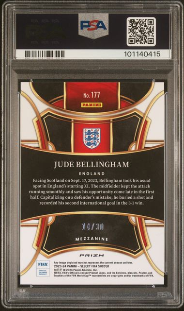 2023-24 Panini Select FIFA Tie-Dye Jude Bellingham PSA 10