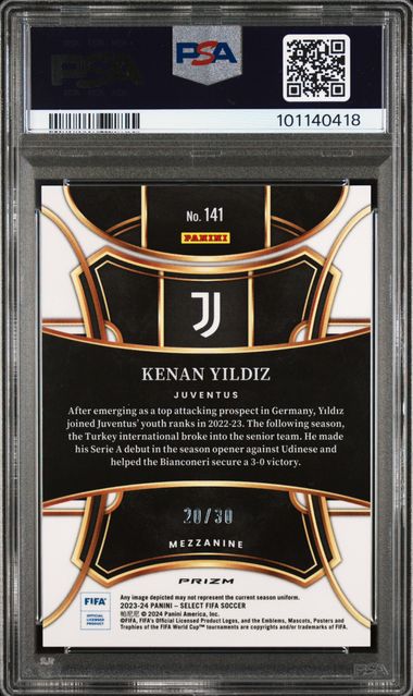 2023-24 Panini Select FIFA Tie-Dye Kenan Yildiz Rookie Card PSA 10