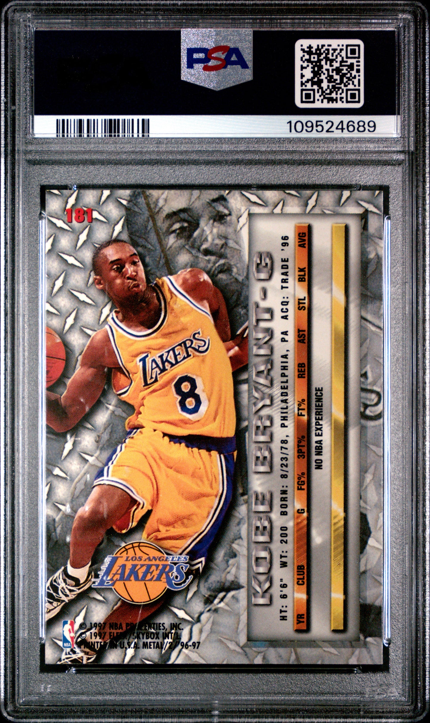 1996 Fleer Metal #181 Kobe Bryant PSA 8