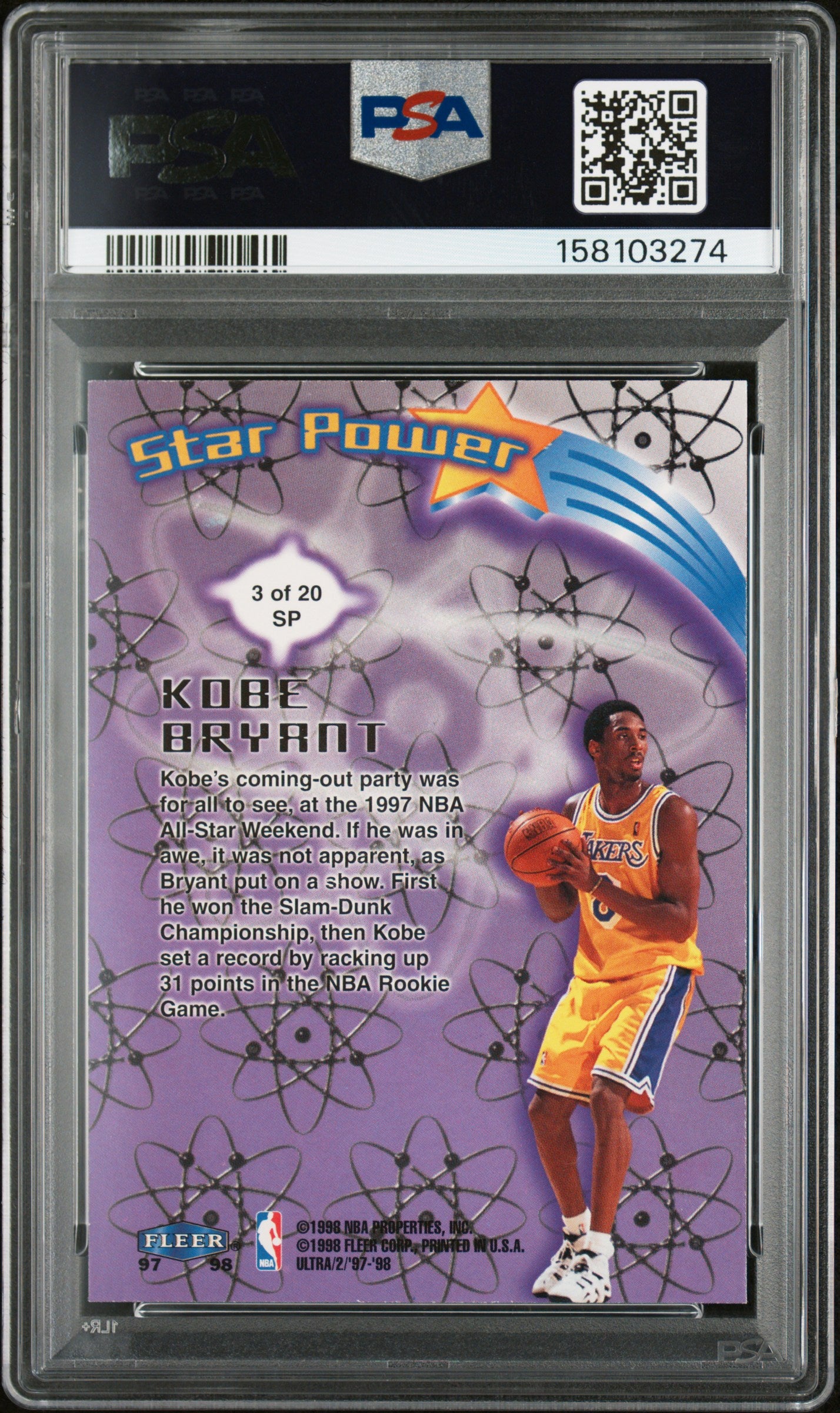 1997 Fleer Ultra Star Power #3 Kobe Bryant PSA 8
