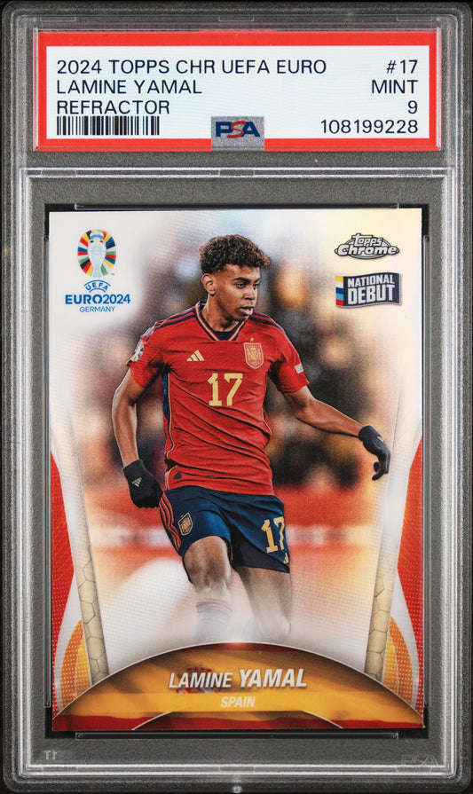 2024 Topps Chrome UEFA Euro Refractor Lamine Yamal PSA 9