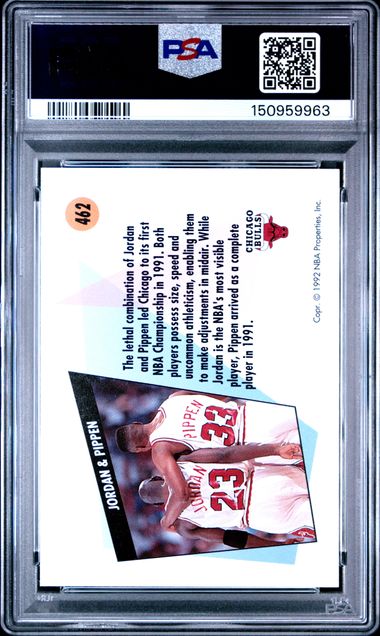 1991 Skybox #462 Michael Jordan/Scottie Pippen PSA 8- Back