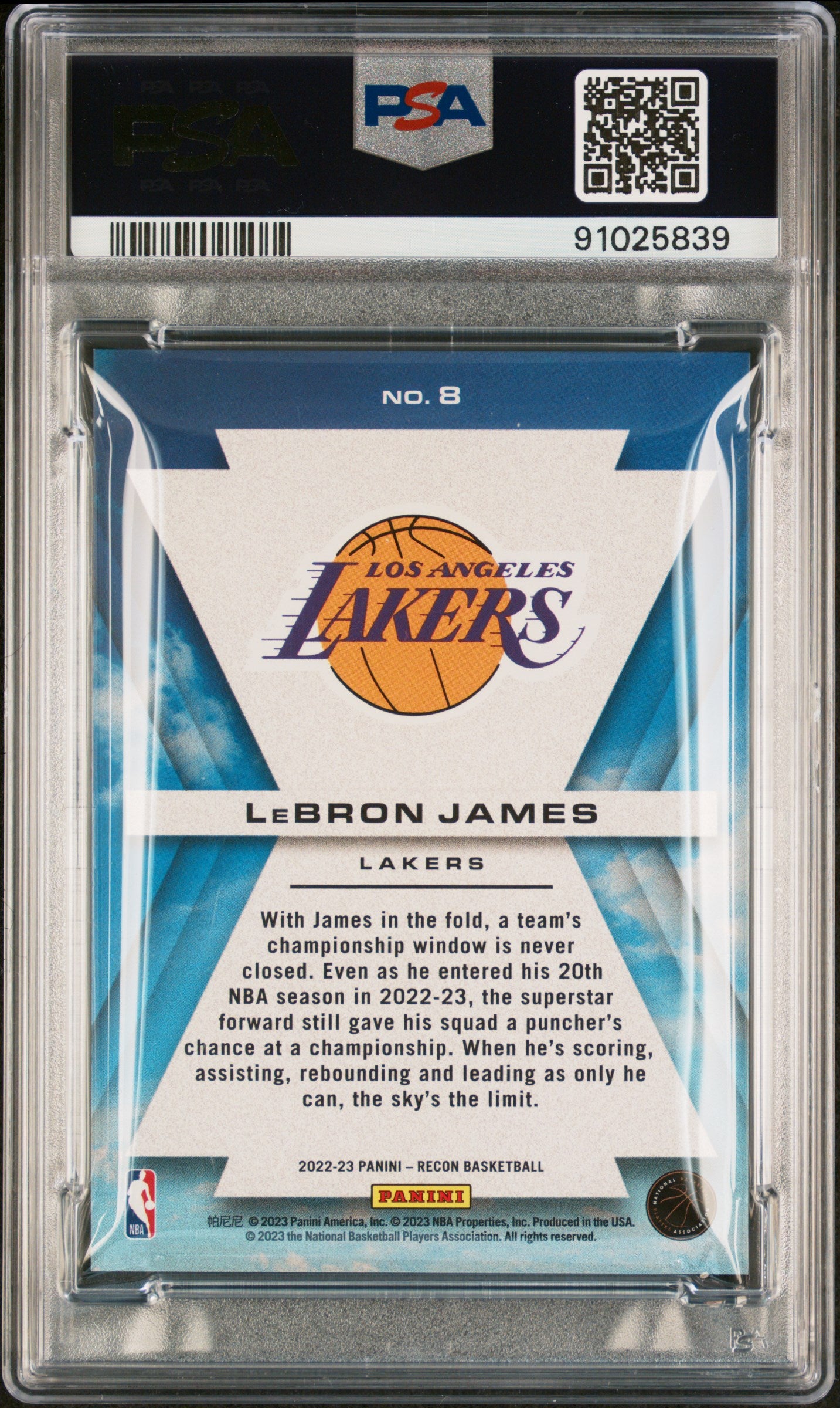 2022 Panini Recon Sky's The Limit #8 LeBron James PSA 9