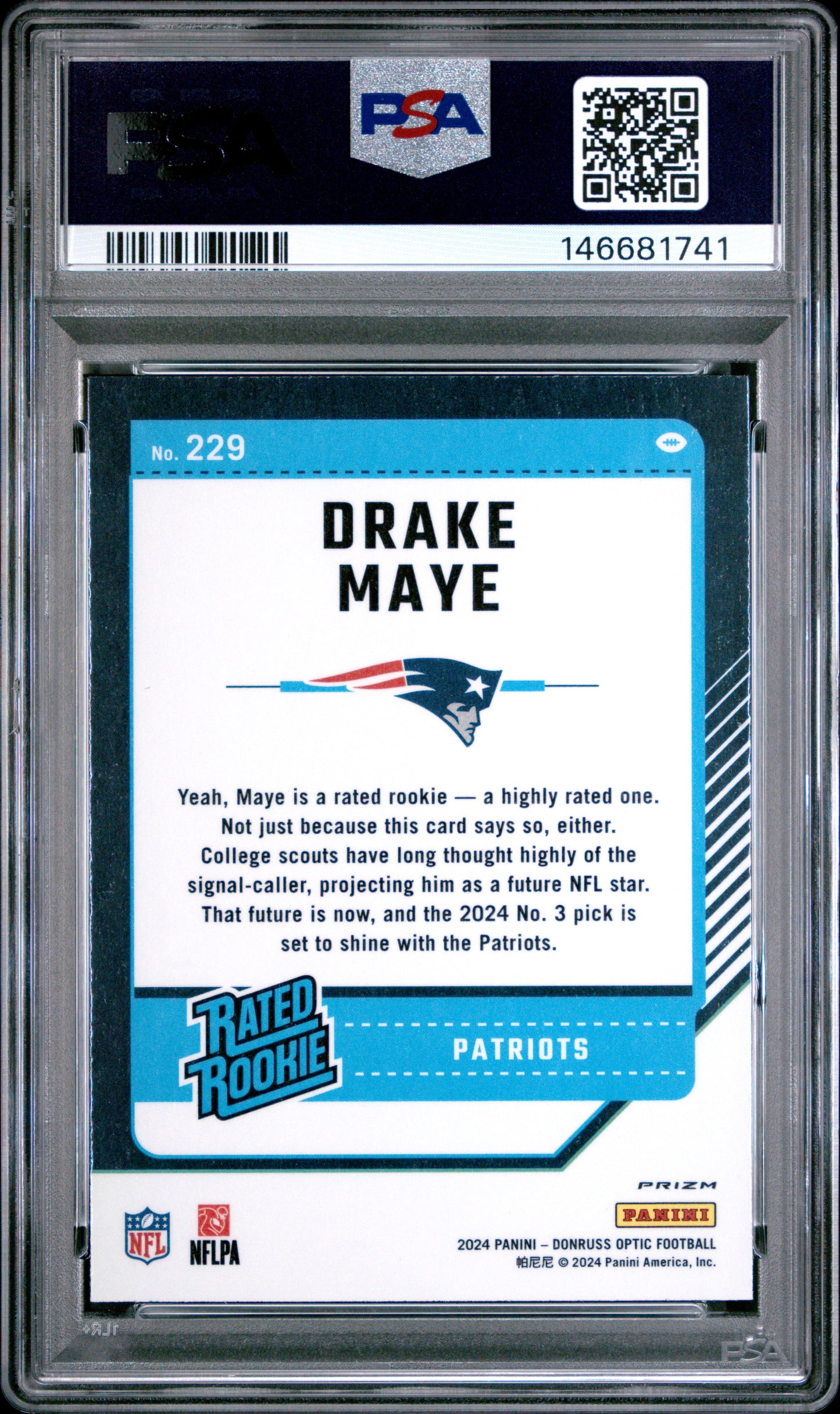 2024 Panini Donruss Optic Holo #229 Drake Maye PSA 9