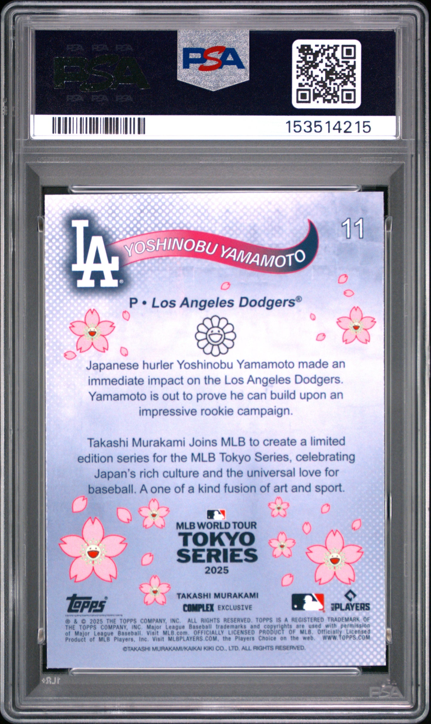 2025 Topps Murakami Tokyo Series #11 Yoshinobu Yamamoto PSA 9