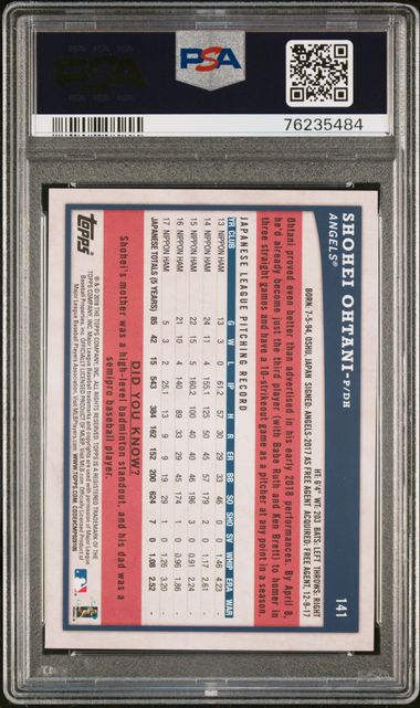 2018 Topps Big League #141 Shohei Ohtani PSA 10