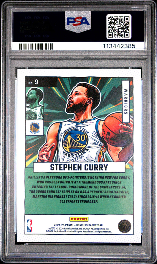 2024 Panini Donruss Net Marvels Holo Blue Laser /49 Stephen Curry #9 PSA 10