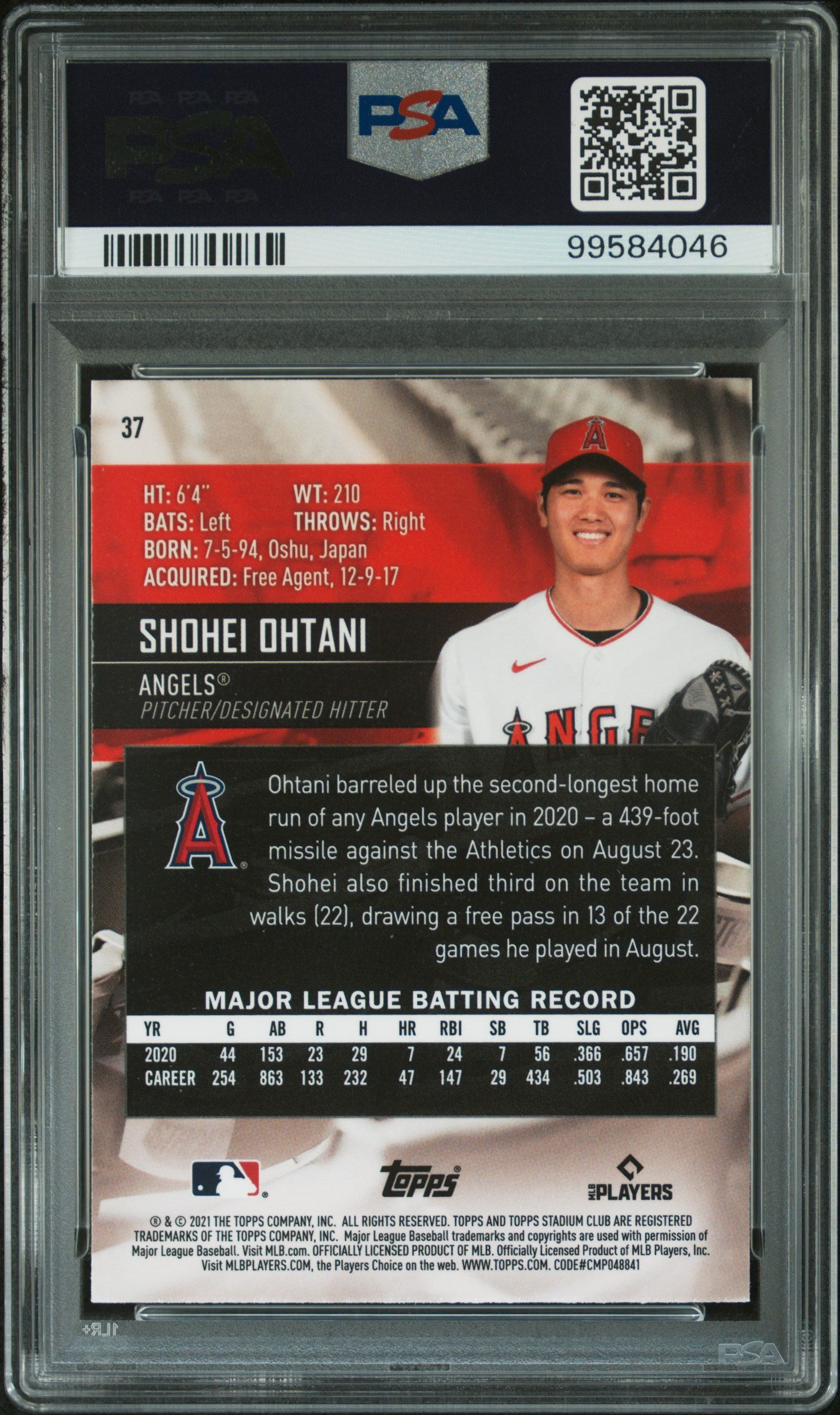 Topps Stadium Chrome Shohi Ohtani PSA 10