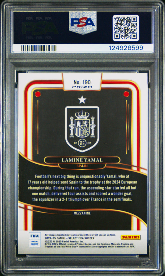 2024-25 Panini Select FIFA Red Lamine Yamal #190 PSA 8