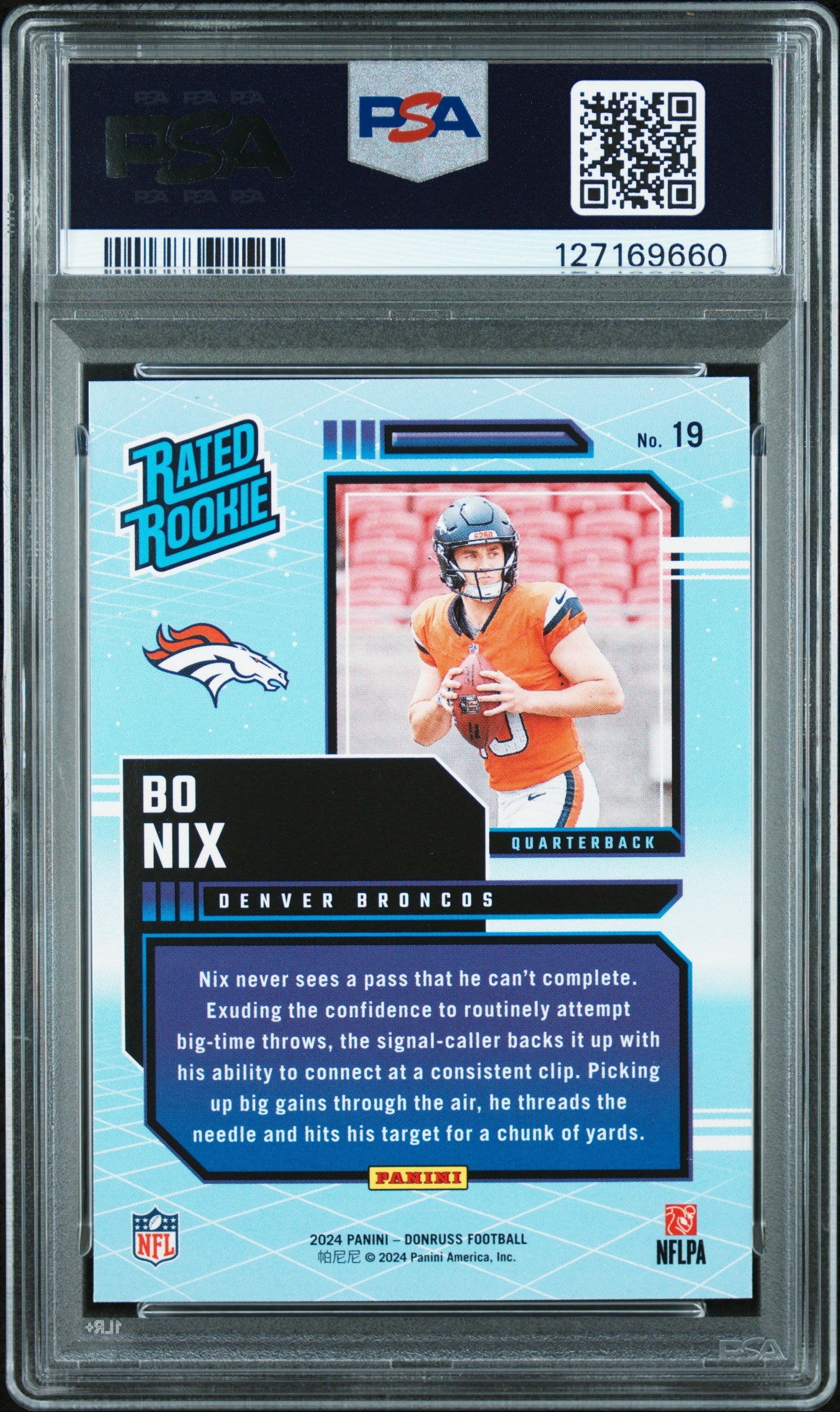 2024 Panini Donruss Rated Rookies Retro #19 Bo Nix PSA 10