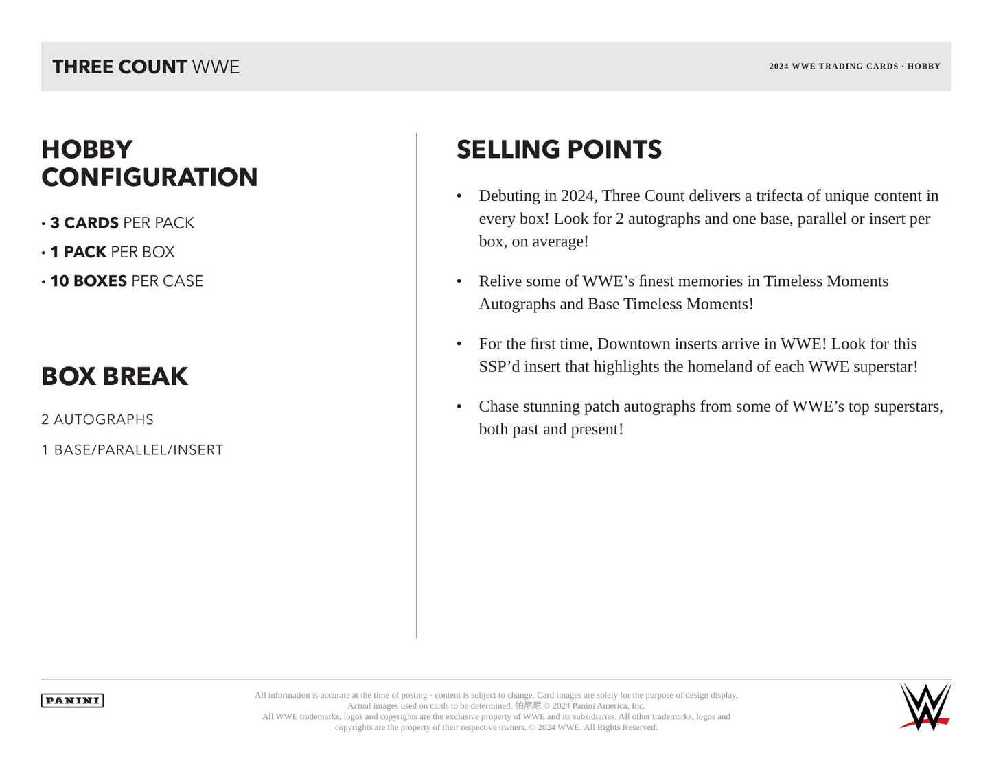 2024 Panini Three Count WWE Hobby Box