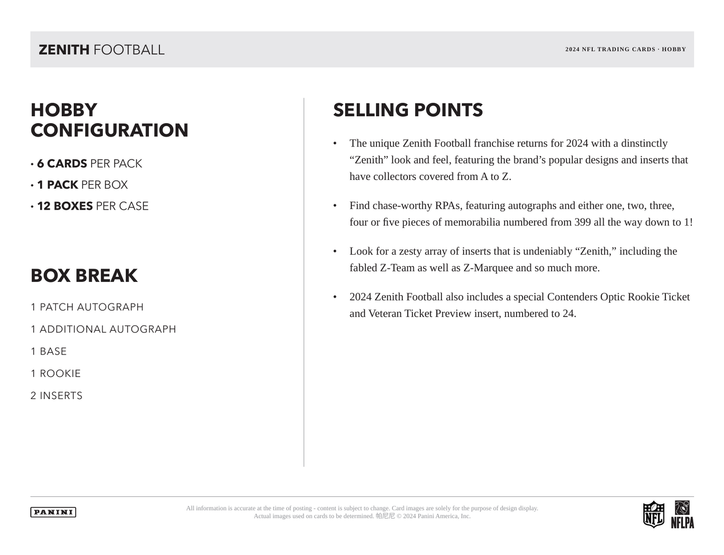 Panini Zenith Football
