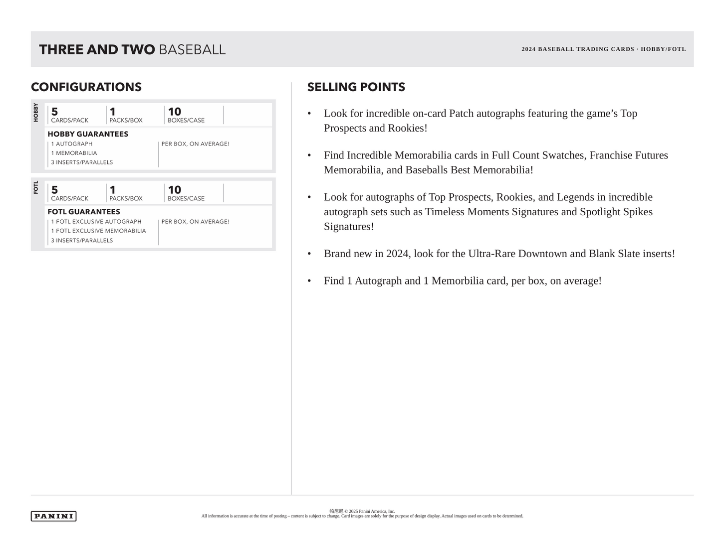 2024 Panini Three & Two Baseball Hobby Box