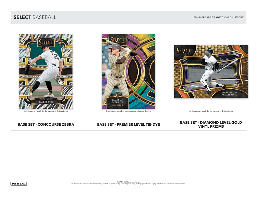 2024 Panini Select Baseball Hobby Box info sheet