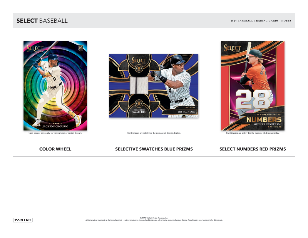 2024 Panini Select Baseball Hobby Box info sheet