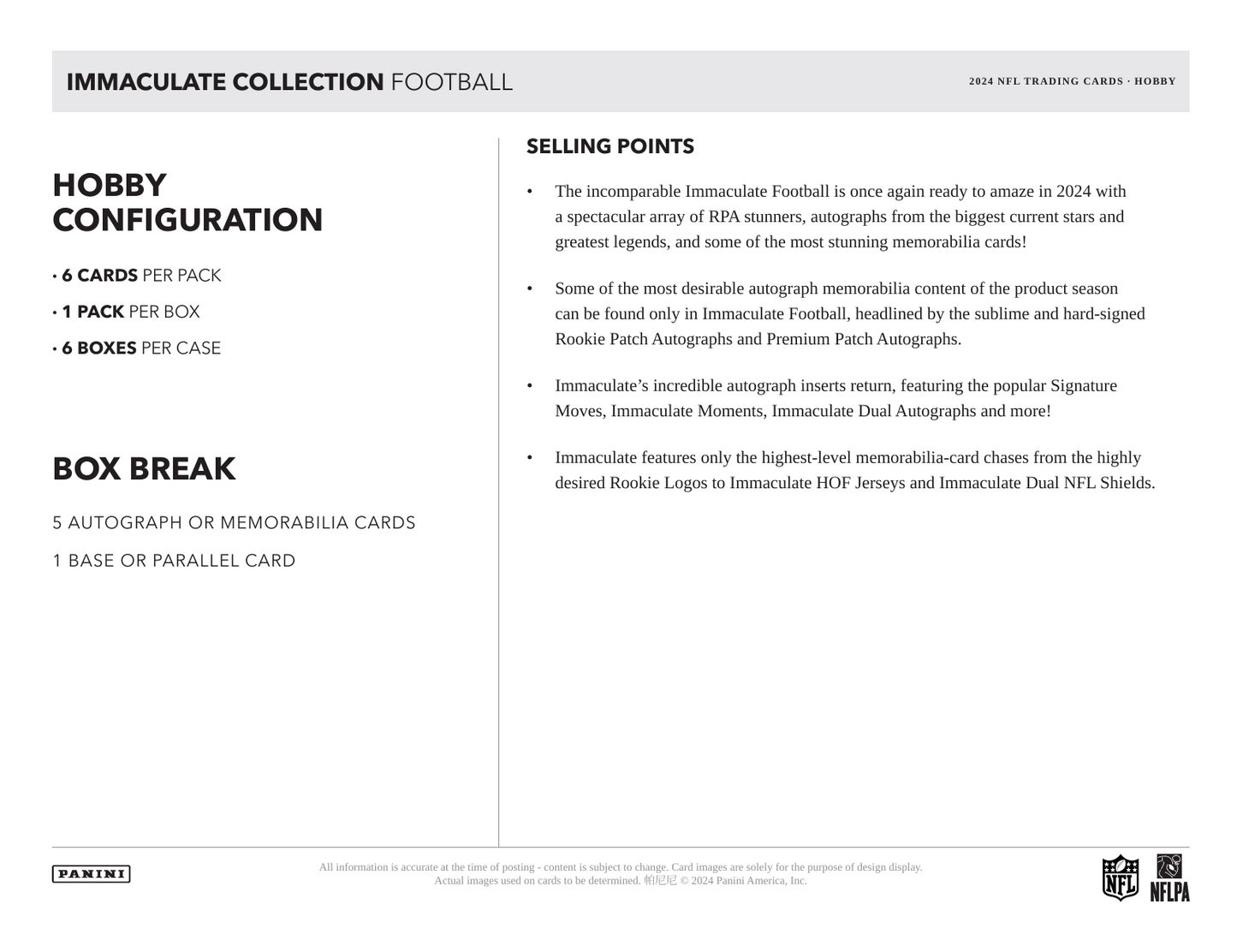 2024 Panini Immaculate Football Hobby Box