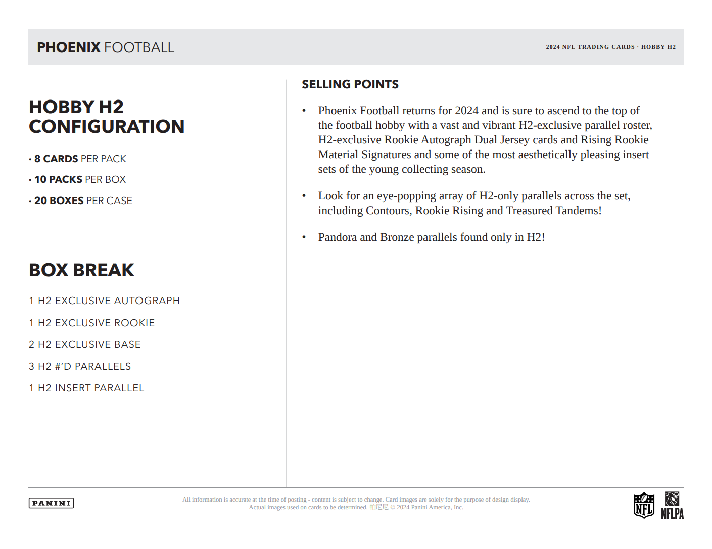 2024 Panini Phoenix Football Hobby H2 Box